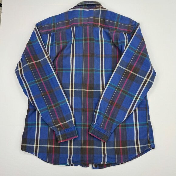 Woolrich Mens Blue Plaid Shirt Long Sleeve Button Up Chest 48" - Picture 7 of 9
